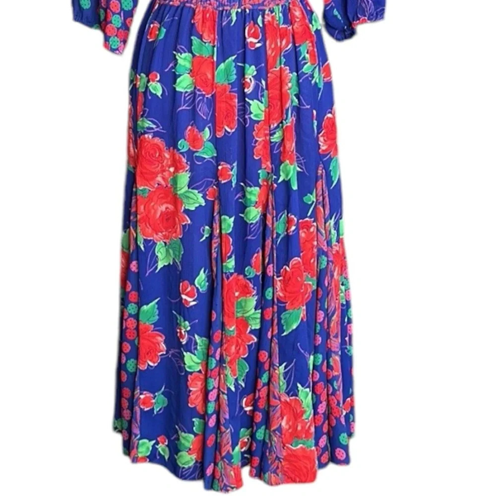 Vintage 80s ASSORTI‎ for Susan Freiss Dress MIDI Floral Cottagecore, Size XS - Picture 4 of 16
